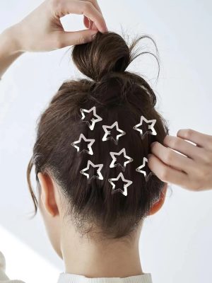 Y2K Silver Star Hair Clips – Metal Snap Hairpins & Barrettes for Girls (10–200pcs Set)